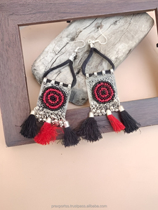 Boucles d'oreilles fantaisie en perles de rocaille brodées, faites à la main en Inde, taille personnalisée, multicolores, pour fête, unisexe - Product Image 3