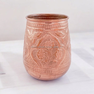 Mug à vin en cuivre gravé Moscow Mule, mug ovale en cuivre pour boire de la bière - Product Image 3