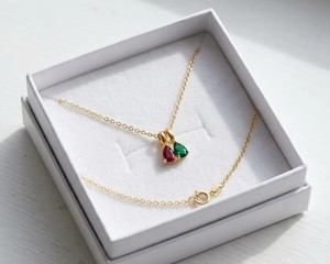 Lab <b>Ruby</b> Emerald Pear Pendant <b>Necklace</b> Gold Plated Bezel Setting Luxury Gemstone Jewelry Wedding Party Women's Gift - Product Image 1