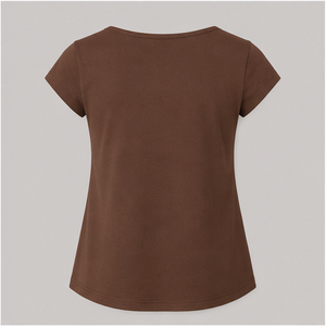 เสื้อยืดผู้หญิงสีน้ำตาล คอกลม แขนสั้น ทรงปกติ รุ่น WTS-0057 - Product Image 2