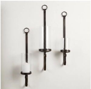 Modern Metal Wall Mounted Candle Holder Decorative Glass <b>Hurricane</b> Sconce Home Decor Hanging Candle <b>Lantern</b> Indoor Outdoor - Product Image 1