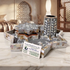 Quemador de Incienso de Madera de Sándalo Indio con Incrustaciones de Perlas Hecho a Mano, Estilo Islámico, Ecológico, Decoración Religiosa para el Hogar, para Bodas - Product Image 1