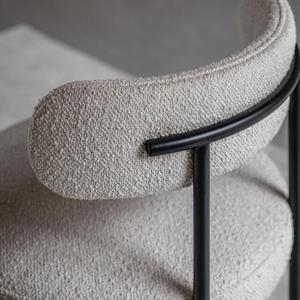 Modern Upholstered Dining <b>Chair</b> Curved Back Fabric Velvet Boucle Seat Metal <b>Leg</b> Side <b>Chair</b> for Dining Room Hotel - Product Image 3