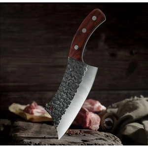 Couteau de chef Burraq DIY en acier au carbone industriel, multifonctionnel, 10 pouces, manche en bois, étui en cuir, fabrication artisanale sur mesure OEM - Product Image 6