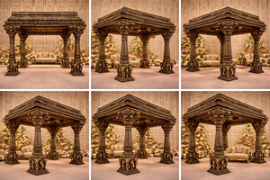 Grand Mandapam de mariage de style temple sud-indien, configuration classique de Mandapam de mariage, Mandapam de mariage sculpté antique de style tamil. - Product Image 5