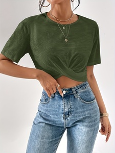 High Quality Ladies Cropped T-Shirt Breathable Jersey Cotton Solid Pattern Hip Hop <b>Crop</b> <b>Top</b> for Women Street-wear for Summer - Product Image 2