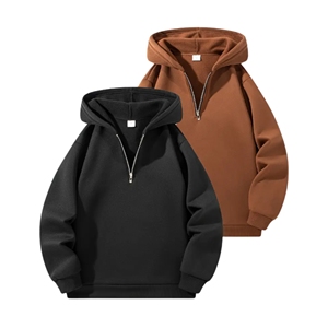 Sweat à capuche pour homme en polaire épaisse 100% polyester 230g de haute qualité Style décontracté d'hiver Teint uni avec col à capuche et poche - Product Image 6