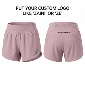 Shorts de Mujer de Nylon y Spandex de 220 GSM, Color Verde Oliva y Blanco, con Bolsillos, Cintura Media, Ecológicos, de Secado Rápido, con Cierre de Cordón, Personalizables - Product Image 3
