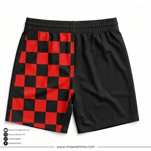 Pantalones Cortos de MMA para Hombre MAWRA, Rojos y Negros a Cuadros, de Secado Rápido, Corte Regular, con Logotipo Frontal Sublimado, Ropa de Artes Marciales Mixtas - Product Image 4