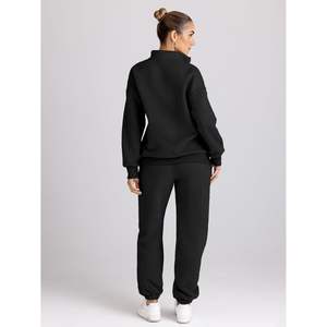 Trendy Queen Womens 2 pièces tenues manches longues demi-fermeture éclair sweats et au-dessus du genou polaire Joggers disponibles dans les tailles XL et 4XL - Product Image 3