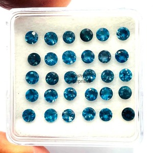 Topacio Azul de Londres Natural, Corte Redondo, Piedras Sueltas de 4mm, Facetadas y Calibradas, Venta al Por Mayor para Joyería - Product Image 5