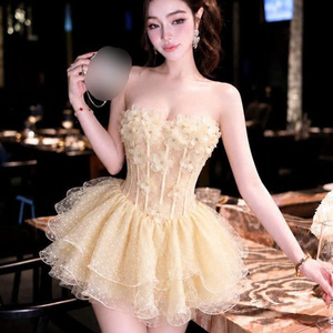 Robes plissées décontractées en mousseline pour femmes, style princesse, taille naturelle, coupe ajustée, sans bretelles, lavables, prix usine, personnalisables - Product Image 2