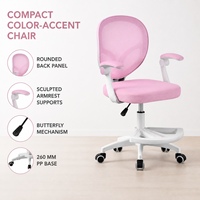 Chaise d'étude pour enfants en maille rose avec repose-pieds, chaise de bureau pivotante réglable en hauteur pour les devoirs, les cours en ligne et la lecture