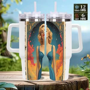 Stainless Steel Tumbler 40oz Insulated Travel Mug With Handle For <b>Coffee</b> Or Tea - Product Image 2