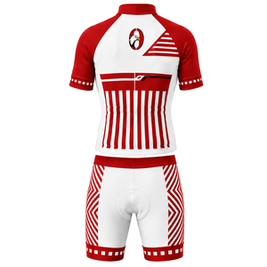 Ensemble maillot et short de cyclisme rouge et blanc, manches courtes, fermeture éclair intégrale, séchage rapide, rembourré, uniforme de course cycliste, entraînement d'équipe, performance - Product Image 2
