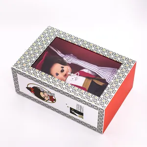 Regalo de juguete de Navidad personalizado Super Doll PVC ventana embalaje papel cartón rígido deslizante cajón caja con cinta