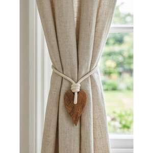 Wooden Heart Curtain Tieback Rope Decorative Curtain Holdback Handmade <b>Tie</b> <b>Back</b> for Drapes Window Accessories Modern Home Decor - Product Image 4