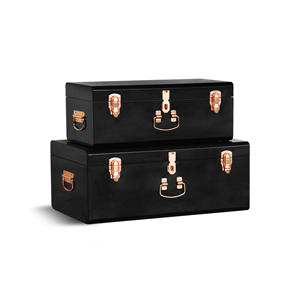 Caja de almacenamiento rectangular de metal con tapa, diseño clásico para artículos diversos, función de apilamiento, 1 capa - Product Image 1