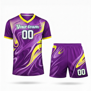 Ensemble maillot et short de volley-ball personnalisé pour hommes adultes, imprimé par transfert thermique, nom du joueur sur le devant, séchage rapide, 100 % polyester - Product Image 4