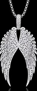 Stainless Steel Rhinestone Angel <b>Wings</b> Pendant Necklace Long Chain <b>Wing</b> Jewelry for Women Gift Party - Product Image 4