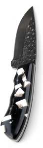 Custom Handmade Forged Fixed Blade Outdoor Camping Utility Knife with Mosaic Inlay <b>Resin</b> Handle - Product Image 5