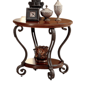 Ornate Design 1pc Traditional Style <b>Brown</b> Cherry Console <b>Table</b> with Open Bottom Shelf for Living Room Furniture - Product Image 2