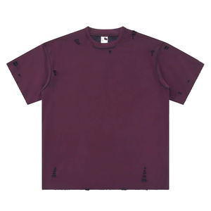 Camiseta Oversize de Algodón 100% para Hombre con Diseño de Bloques de Color Vintage y Efecto Salpicado, Corte Holgado y Paneles Cosidos, Lavado Ácido - Product Image 5