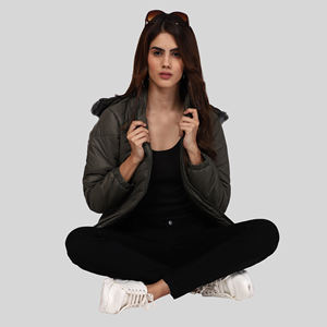 Chaqueta Bomber con Capucha Estampada para Chicas, Diseño Moderno, Forro de Lana, Chaqueta de Invierno, por Exportador - Product Image 1