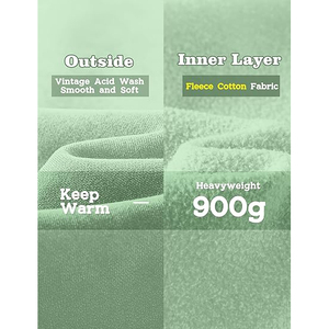Sudadera con Capucha Unisex Verde Menta, Corte Holgado, Color Sólido, con Bolsillo, Estilo Casual para Otoño, Tejido de Felpa Francesa de Algodón - Product Image 4
