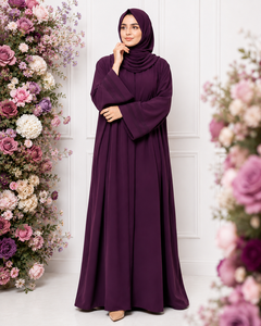 Abaya florale de luxe bleu marine, Abaya ouverte, mode minimaliste et modeste, robe musulmane fluide et douce, vêtements islamiques pour femmes - Product Image 3