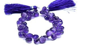 Cuentas de Amatista Africana 100% Natural, Forma de Corazón Facetado, 8-9 mm, 8 Pulgadas de Largo, para la Elaboración de Joyas - Product Image 2