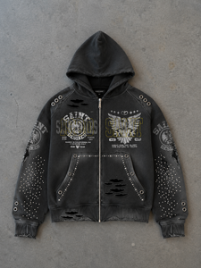 Sudaderas con capucha para hombre, OEM de fábrica, de algodón de alto gramaje, con lavado vintage, efecto desgastado, tipo jersey, con borde sin rematar, costura expuesta y forro polar cortado - Product Image 6