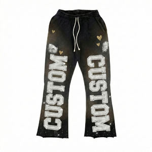 Sweat à capuche pour homme, survêtement, logo personnalisé, 100% coton, noir, effet vieilli, coupe oversize, imprimé délavé à l'acide, 500 g/m², avec strass - Product Image 4