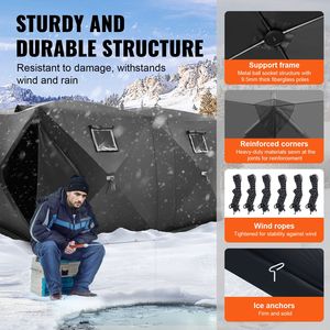 Tenda da Pesca sul Ghiaccio per 6-8 Persone con Motivo a Cubo, Area Pesca 70 Piedi Quadrati, Impermeabile - Product Image 3