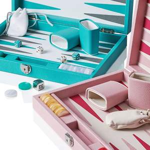 Jeu de backgammon pliable en cuir coloré personnalisé, durable, pour l'extérieur, bleu, rose, noir, jeu de société portable - Product Image 4