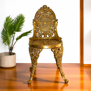 Antique <b>Gold</b> Cast Aluminum Realistic Modern Durable Handmade Decorative Chair Royal Throne Restaurant Furniture Decoration - Product Image 1