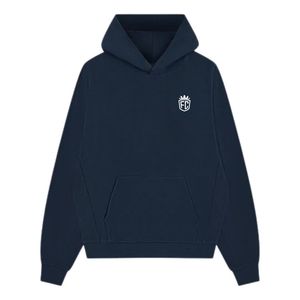 เสื้อฮู้ดดี้เนื้อผ้าริบบ์แบบหนา สีกรมท่า แขนยาว ผ้าฝ้ายนุ่ม สวมใส่สบาย สไตล์ลำลองสำหรับผู้ชาย ทรงพอดีตัว คุณภาพพรีเมียม - Product Image 1