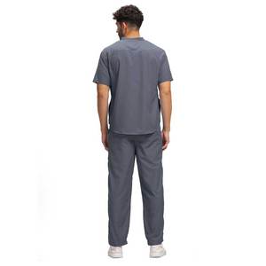 Ensemble de blouses médicales grises pour hommes en polyester tissé, pantalon inclus - Product Image 2