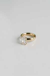 Anillo de compromiso solitario con diamante radiante de 3.02 CT cultivado en laboratorio para mujer, oro sólido de 14K, regalo de boda para parejas - Product Image 2