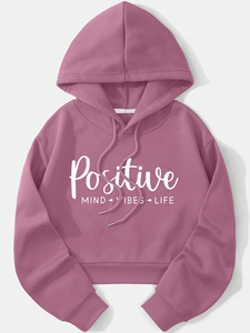 Sudadera con Capucha Corta de Algodón Grueso con Logotipo Personalizado, Ropa Urbana Informal para Mujer, Fabricante de Ropa Deportiva - Product Image 4