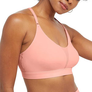 Soutien-gorge de sport col en V pour femme, sans coutures, dos découpé, design à bretelles, tissu respirant et rafraîchissant, maintien moyen, pour yoga et gym - Product Image 2