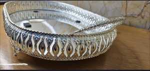Luxury Silver Plated <b>Mirror</b> Vanity <b>Tray</b> | Decorative Oval Metal Serving Platter with Handles & Antique Feet for Wedding Decor - Product Image 6