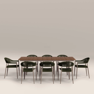 Juego de Mesa de Comedor Rectangular con Ocho Sillas Cómodas para Hogar, Villa, Restaurante, Uso en Exteriores - Product Image 2