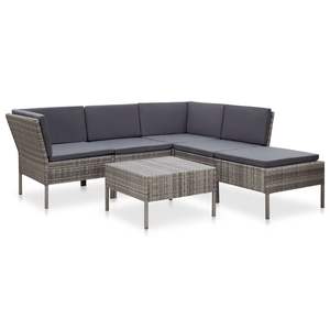 Conjunto de Muebles de Jardín de Poliratán Gris con Acero con Recubrimiento en Polvo y Poliéster, Muebles de Exterior Duraderos - Product Image 1