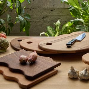 Planche à découper en bois de manga, planche à découper ronde faite à la main avec poignée en métal - Product Image 4