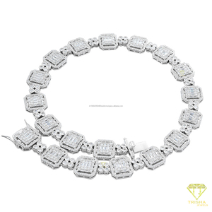 Elegante collar de diamantes cultivados en laboratorio con corte baguette en plata de ley 925 para minoristas de joyería de alta gama al por mayor. - Product Image 6