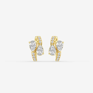 Boucles d'oreilles clous ZAWO HOUSE en argent plaqué or certifié VVS1 avec diamants de laboratoire taille brillant, design de chaîne moderne et unique - Product Image 1