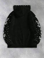 Sweat-shirt à capuche noir pour homme avec fermeture éclair, décoré de strass, motif Jésus, style streetwear hip-hop, nouveau style tendance