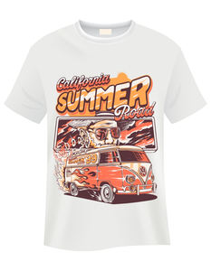 T-shirt blanc à imprimé graphique style rétro pour l'été, 100% coton, tendance, pour la plage, les loisirs en plein air, vêtements pour hommes à prix bas - Product Image 1