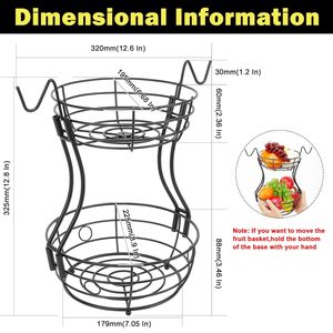 Luxurious Metal Fruit Bowl Vegetable <b>Basket</b> with Banana Hooks Large Capacity <b>Wire</b> <b>Storage</b> for Kitchen Countertop - Product Image 4